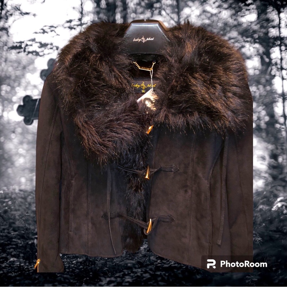 VINTAGE BABY PHAT LEATHER FAUX FUR JACKET NWT🔥